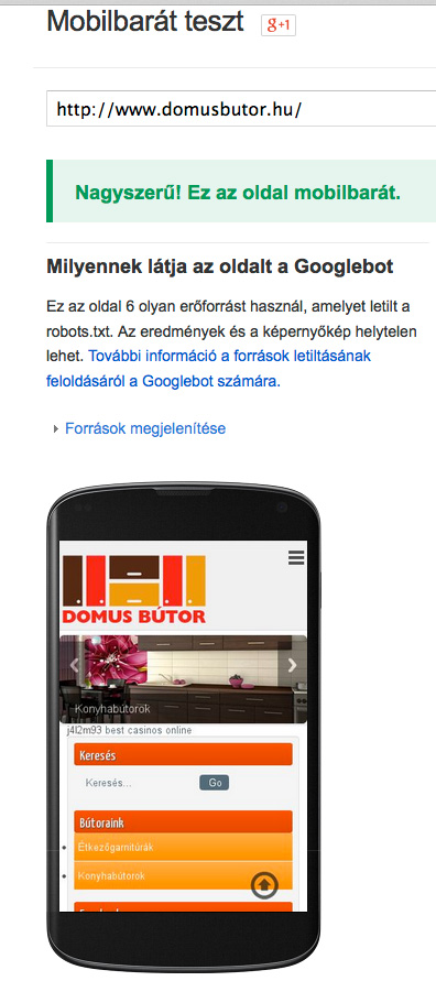 Mobilbarát weboldal teszt
